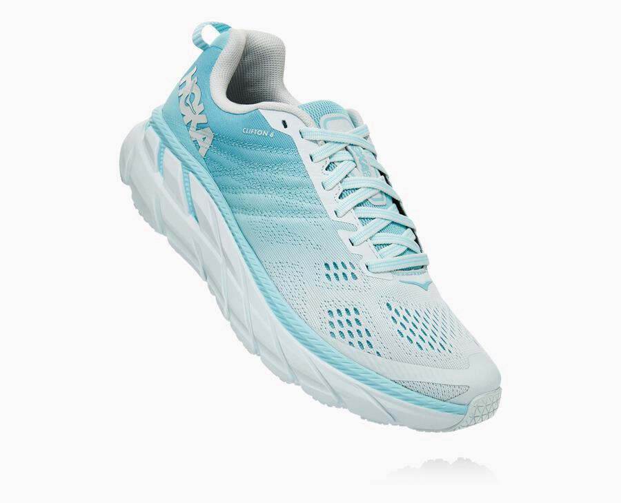 Hoka One One Yürüyüş Ayakkabısı Kadın Mavi/Beyaz - Clifton 6 - XJ3472608